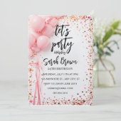 Digital Rose Gold Geburtstagsparty Einladung Elect (Stehend Vorderseite)