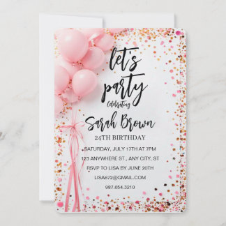 Digital Rose Gold Geburtstagsparty Einladung Elect