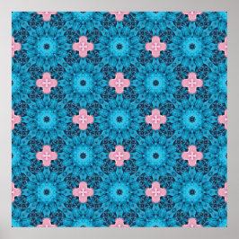 Digital Seamless Blue Floral Muster Poster
