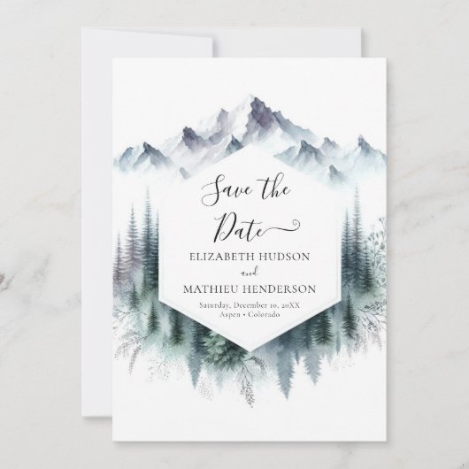 Digital Simple Mountain Wedding Save The Date (Vorderseite)