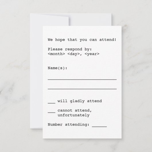 Digital Style, Nerdy "R.S.V.P." Karte (Rückseite)