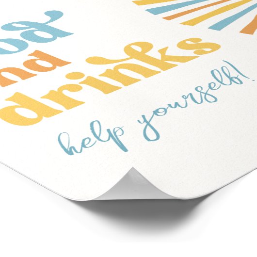 Digital Sun Party Food and Drinks Zeichen Poster (Ecke)