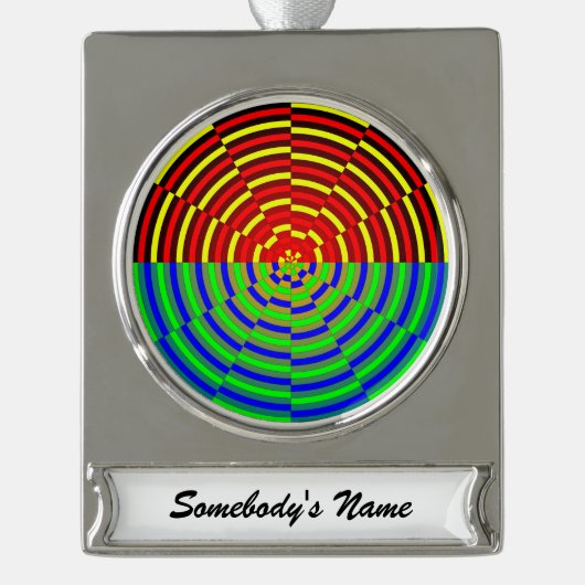 Digital Sunset von Kenneth Yoncich Banner-Ornament Silber (Vorderseite)