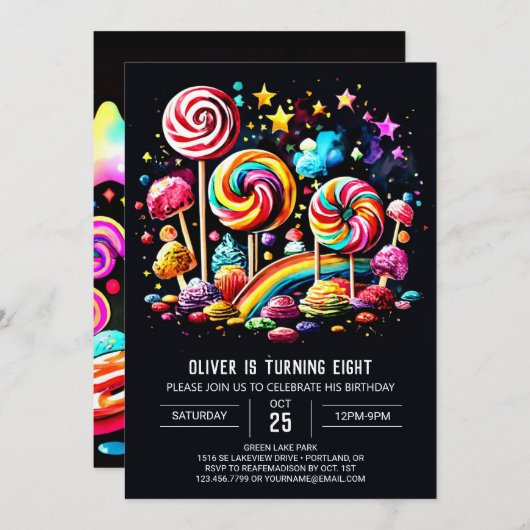 Digital Sweet Wonderland Birthday Einladung (Vorne/Hinten)