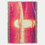 Digital Synthwave Sunset Sea Reflection Decke (Vorderseite Vertikal)