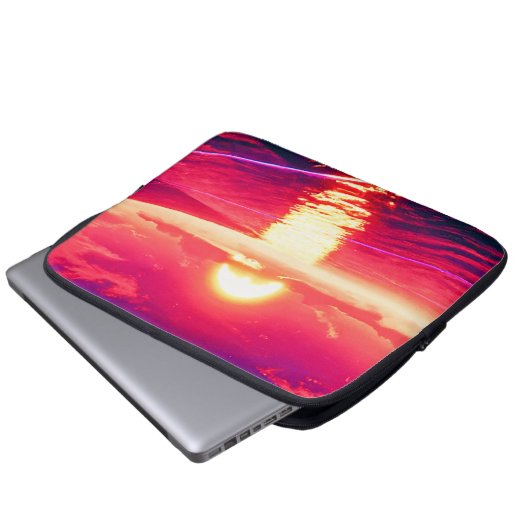 Digital Synthwave Sunset Sea Reflection Laptopschutzhülle (Vorne Knopf)