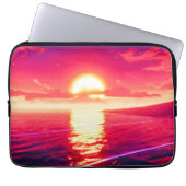 Digital Synthwave Sunset Sea Reflection Laptopschutzhülle (Vorderseite)