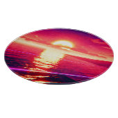 Digital Synthwave Sunset Sea Reflection Schneidebrett (Ecke)