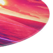 Digital Synthwave Sunset Sea Reflection Schneidebrett (Ecke)