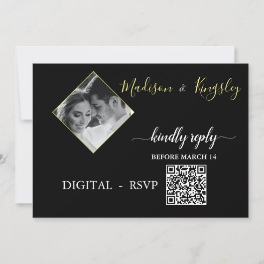 DIGITAL UAWG Edgy Black Foto Monogram Fab CARD Einladung (Vorderseite)