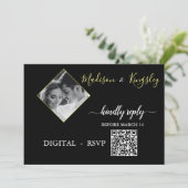 DIGITAL UAWG Edgy Black Foto Monogram Fab CARD Einladung (Stehend Vorderseite)
