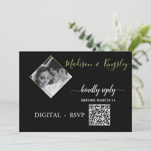 DIGITAL UAWG Edgy Black Foto Monogram Fab CARD Einladung (Stehend Vorderseite)