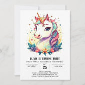 Digital Unicorn Birthday Bliss Einladung (Vorderseite)