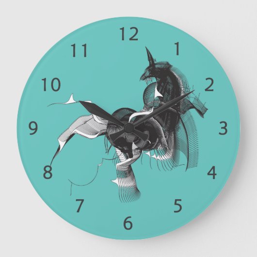 Digital Unicorn Große Wanduhr (Vorderseite)