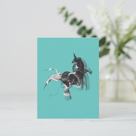 Digital Unicorn Postkarte (Stehend Vorderseite)