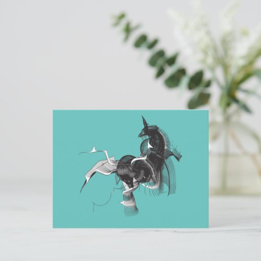 Digital Unicorn Postkarte (Stehend Vorderseite)