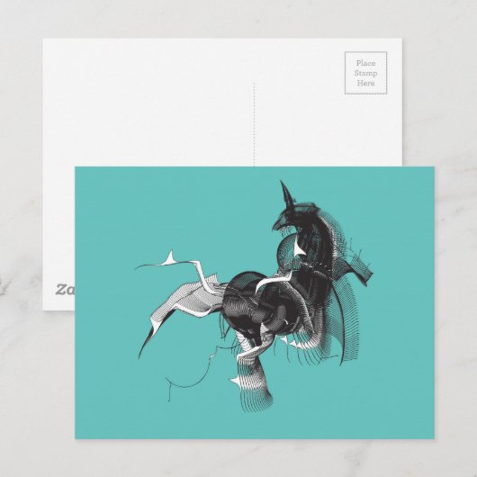 Digital Unicorn Postkarte (Vorne/Hinten)