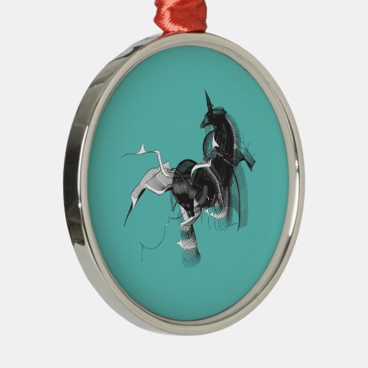 Digital Unicorn Silbernes Ornament (Rechts)