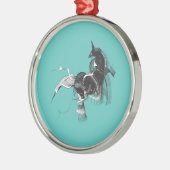 Digital Unicorn Silbernes Ornament (Links)