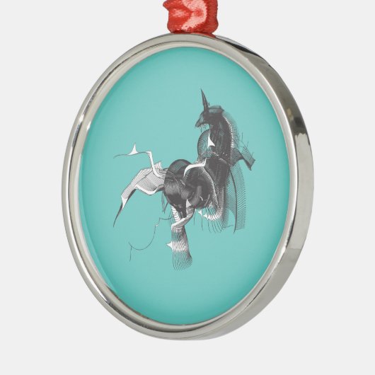 Digital Unicorn Silbernes Ornament (Links)
