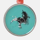 Digital Unicorn Silbernes Ornament (Vorne)