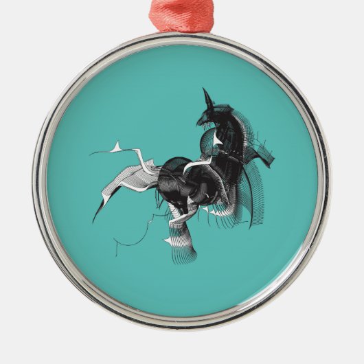 Digital Unicorn Silbernes Ornament (Vorne)