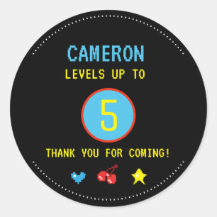 Digital Video Gamer Geburtstagsparty Danke Runder Aufkleber