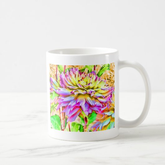 Digital Watercolor Dahlia-Geschenk Kaffeetasse (Rechts)