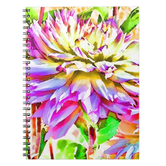 Digital Watercolor Dahlia-Geschenk Notizblock (Vorderseite)