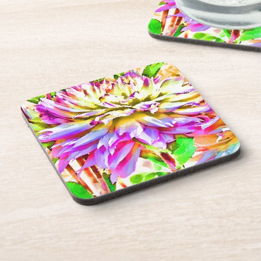 Digital Watercolor Dahlia-Geschenk Untersetzer (Linke Seite)