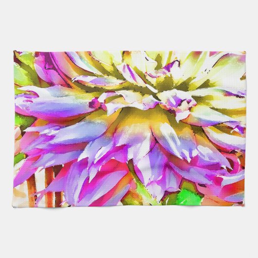 Digital Watercolor Dahlia Handtuch (Horizontal)