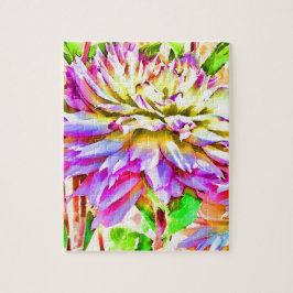 Digital Watercolor Dahlia Puzzle