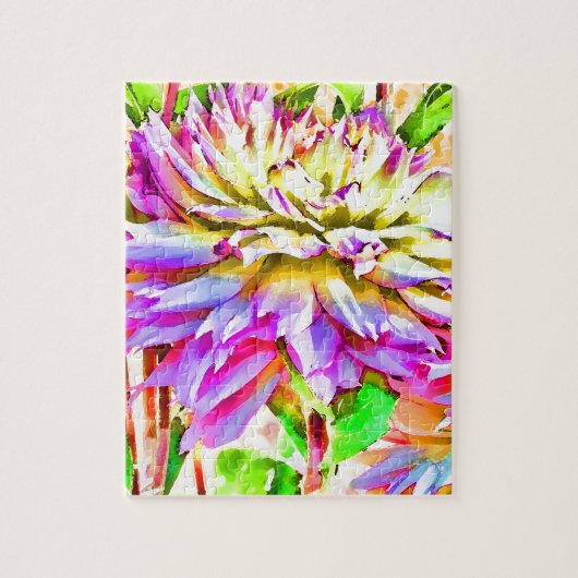 Digital Watercolor Dahlia Puzzle (Vertikal)