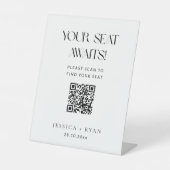 Digital Wedding Seating Chart with QR Code Sign Sockelschild (Vorderseite)