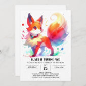 Digital Whimsical Fox Geburtstag Einladung (Vorne/Hinten)
