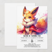 Digital Whimsical Fox Geburtstag Einladung (Vorne/Hinten)