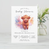 Digital Whimsical Fun Cow Baby Dusche Einladung (Stehend Vorderseite)