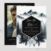 Digital Whimsical Mountain Wedding Save The Date (Vorne/Hinten)
