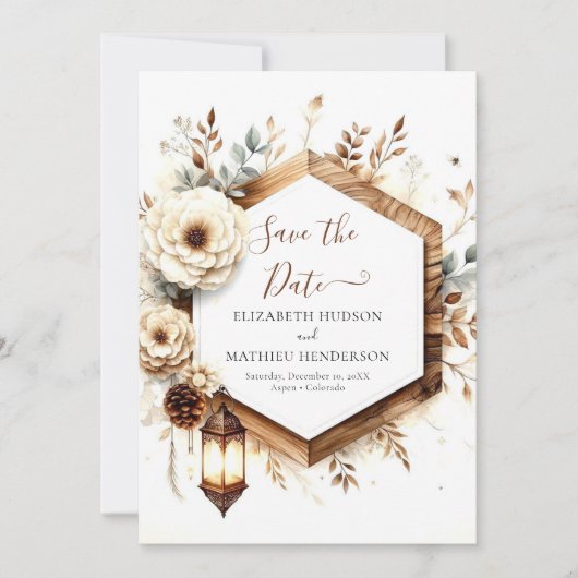 Digital Whimsical Rustic Wedding Save The Date (Vorderseite)