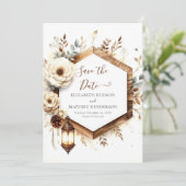Digital Whimsical Rustic Wedding Save The Date (Stehend Vorderseite)