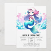 Digital Whimsy Mermaid Birthday Einladung (Vorne/Hinten)