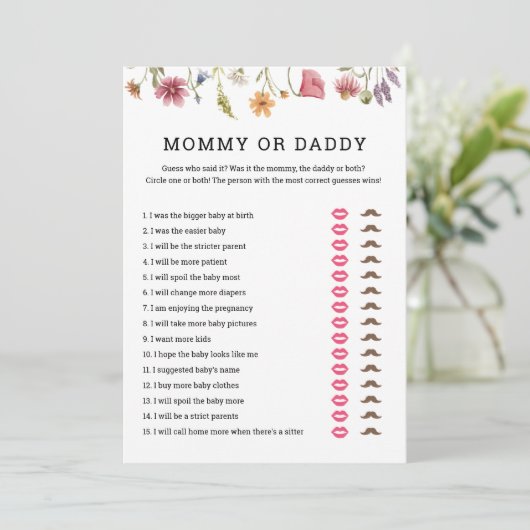 Digital Wildflower Baby Shower Mommy oder Daddy Ga Einladung (Stehend Vorderseite)