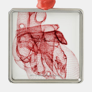 Digital wireframe des menschlichen Herzens Ornament Aus Metall
