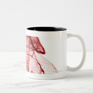 Digital wireframe des menschlichen Herzens Zweifarbige Tasse