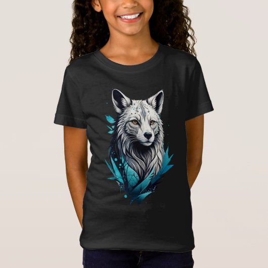 Digital Wolf Basic Kids Girl T-Shirt (Vorderseite)