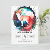 Digital Woodland Animals Fox Geburtstag Einladung (Stehend Vorderseite)