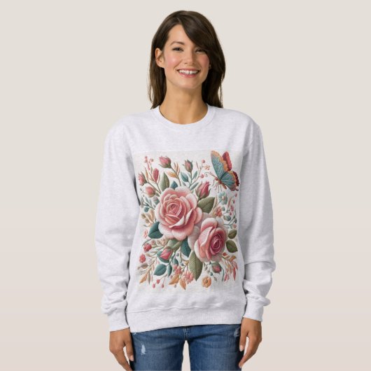 Digitaldruck in pastelliger Rose Sweatshirt (Vorne ganz)