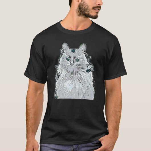 Digitale abstrakte Katze 32 T-Shirt (Vorderseite)