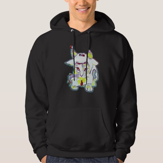 Digitale abstrakte Katze 35 Hoodie (Vorderseite)