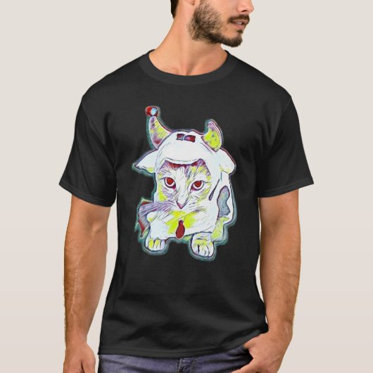 Digitale abstrakte Katze 35 T-Shirt (Vorderseite)